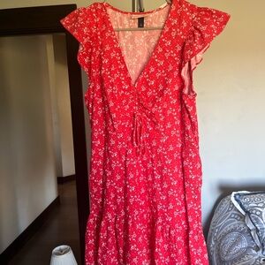 Universal Thread Red Floral Midi Dress